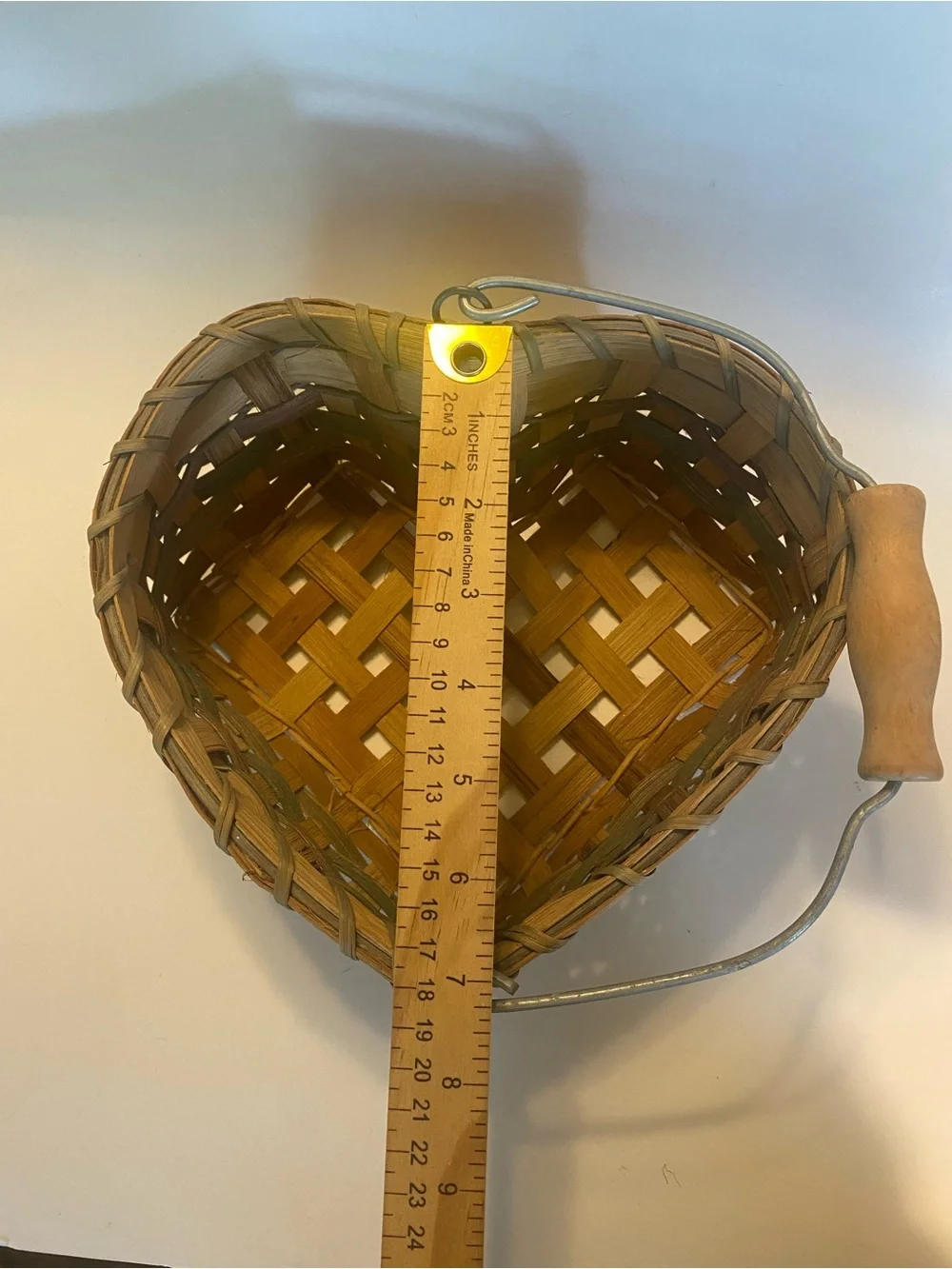 Vintage Woven Heart Basket | Hand-Painted Hearts | Country Farmhouse Wall Décor